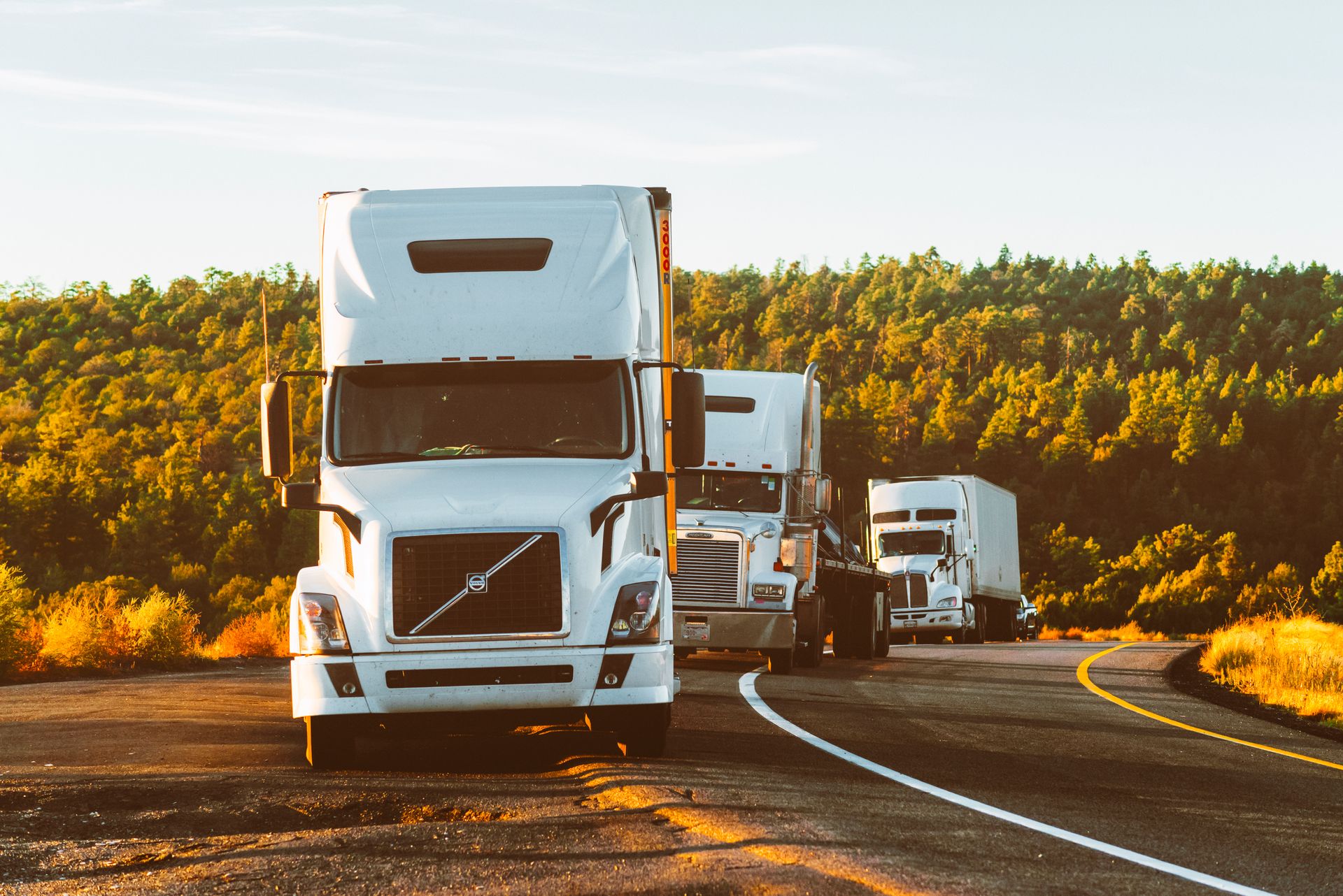 Trucks on a highway for land transportation